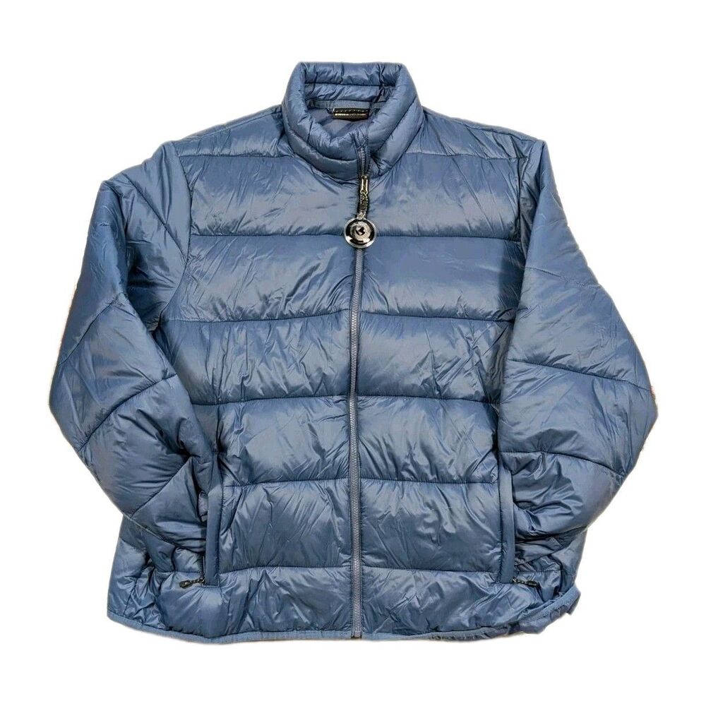 NEW Swiss Tech Men's 2XL Full Zip SWT Puffer Jacket Packable Quilted Blue NWT